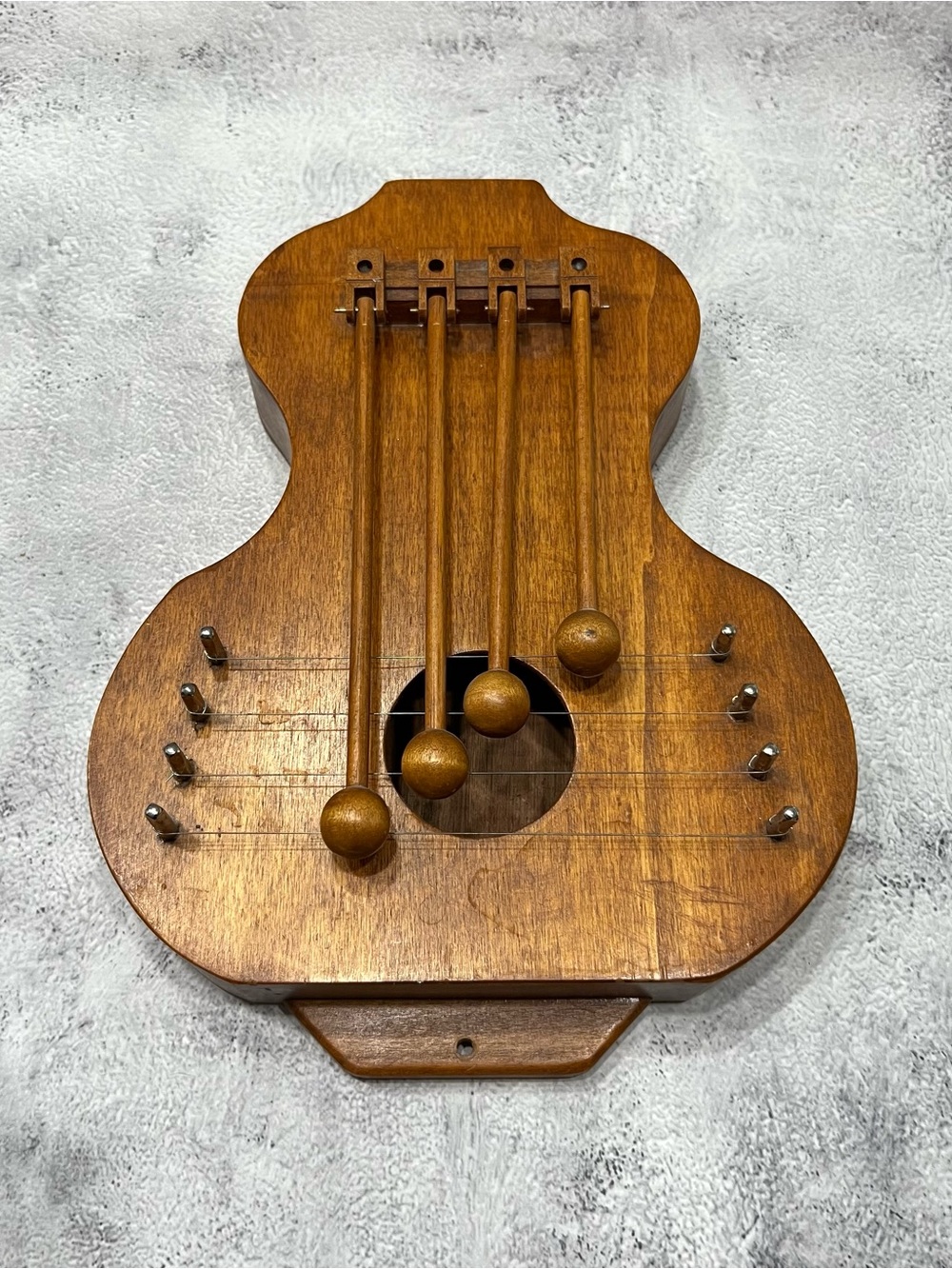 Vintage Wooden Lyre Harp Wall Decor String Bell Art Folk Art Hanging Decor